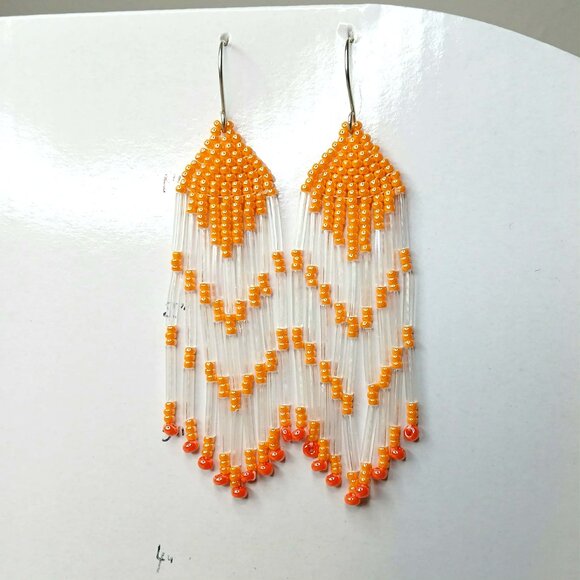 Boho Chic Beaded Fringe Cascade Dangle Earrings, 3.5" - Picture 4 of 4